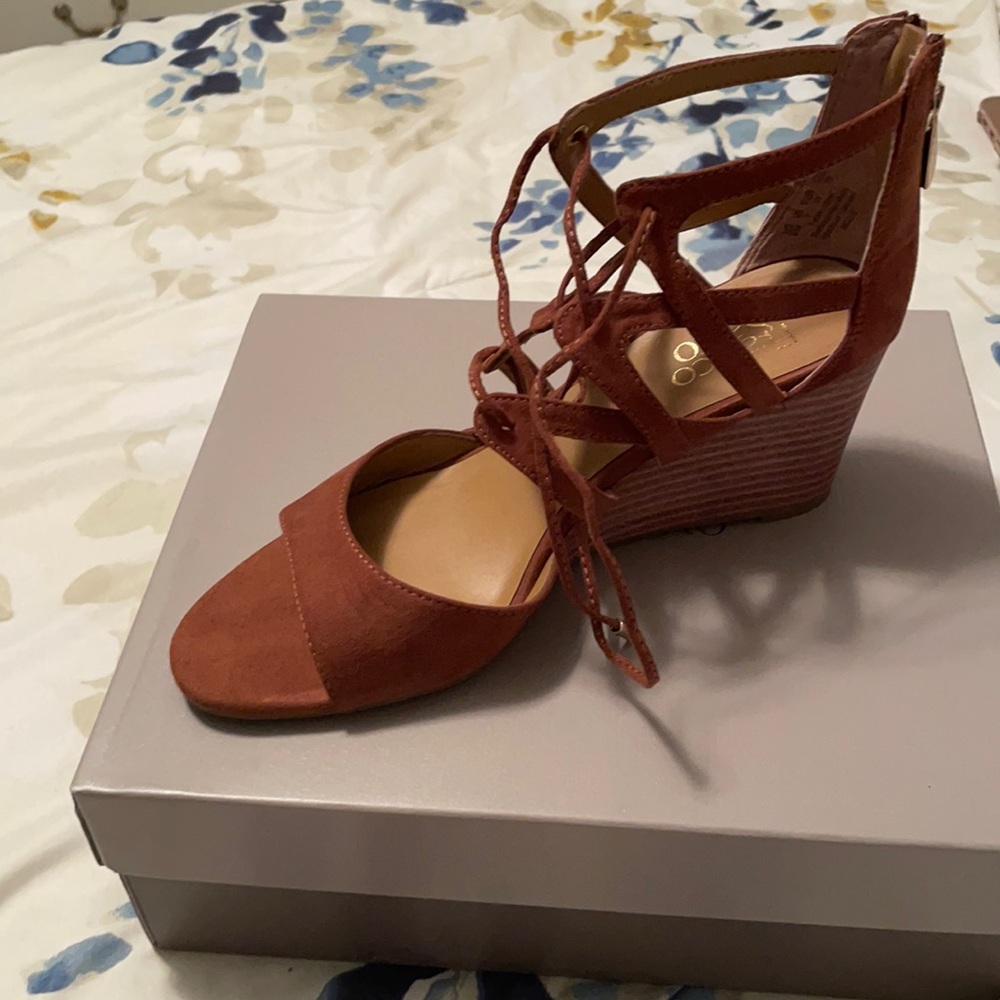FrancoSarto Cognac Wedged Heels